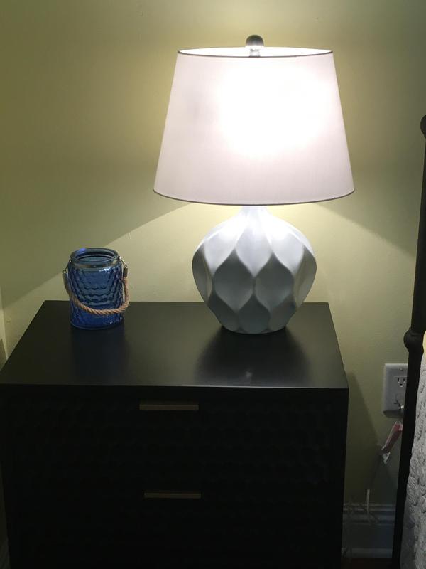 Close up of our new lamp in our guest room. It is exactly what the room needed.