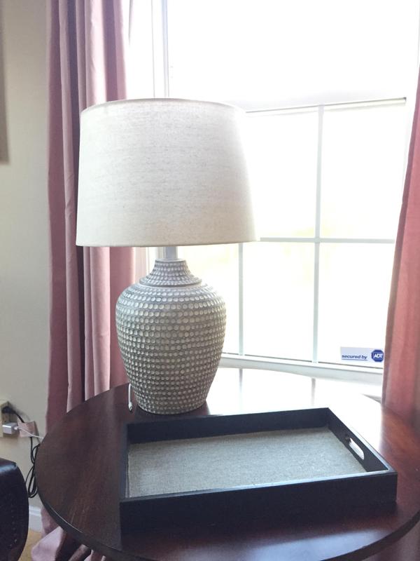 Large lamp, very good quality and easy to assemble. Arrived quickly as well.