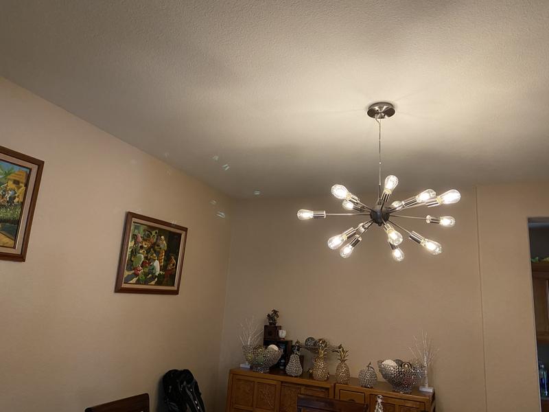 Beautiful chandelier in our dining room,we are very pleased.