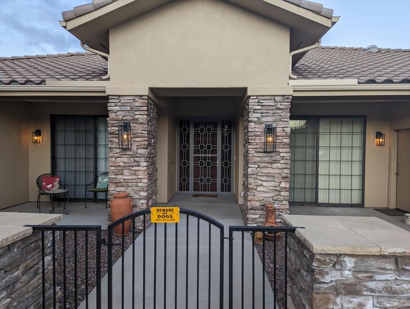 Front court yard with 20" and 14" Titan