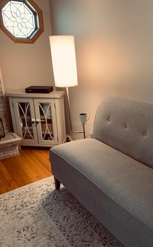 Possini Euro Piccolo Brushed Nickel Floor Lamp with Glass Tray Table