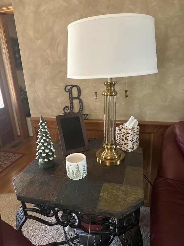 Beautiful lamp. Very nice quality. Double bulbs/switches perfect to meet lighting needs!