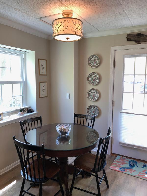 Love that it takes 3 regular lightbulbs.  We added a dimmer switch.