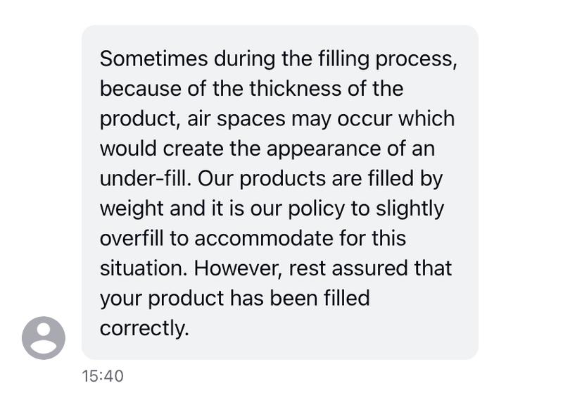 Other brand have full bottle same size