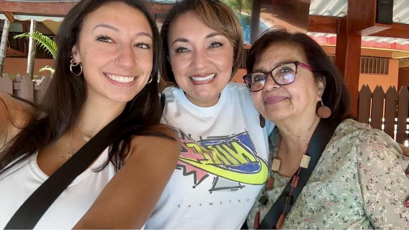 I have my mom and my daughter wearing Lancôme cosmetics! We all have on our Cils Booster, Definicils, and Hypnóse mascaras.