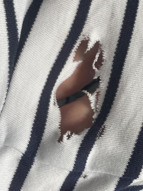Customer photo for "Under Arm Holes Developing After Several Wearings"