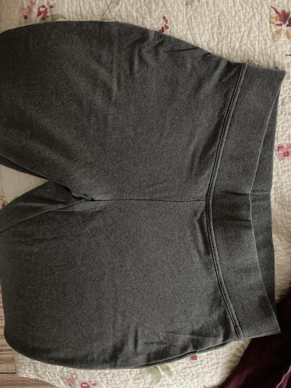 Gray skim leg with esp right side pooch. Even more visible with the pants on