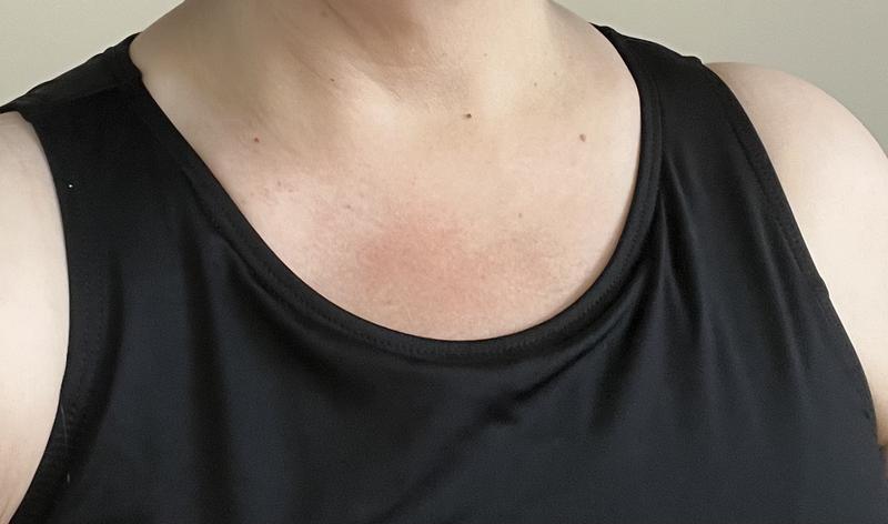 the neckline of this swim top does not lie flat