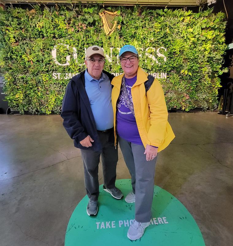 Gray slacks - and Lands End rain slicker too