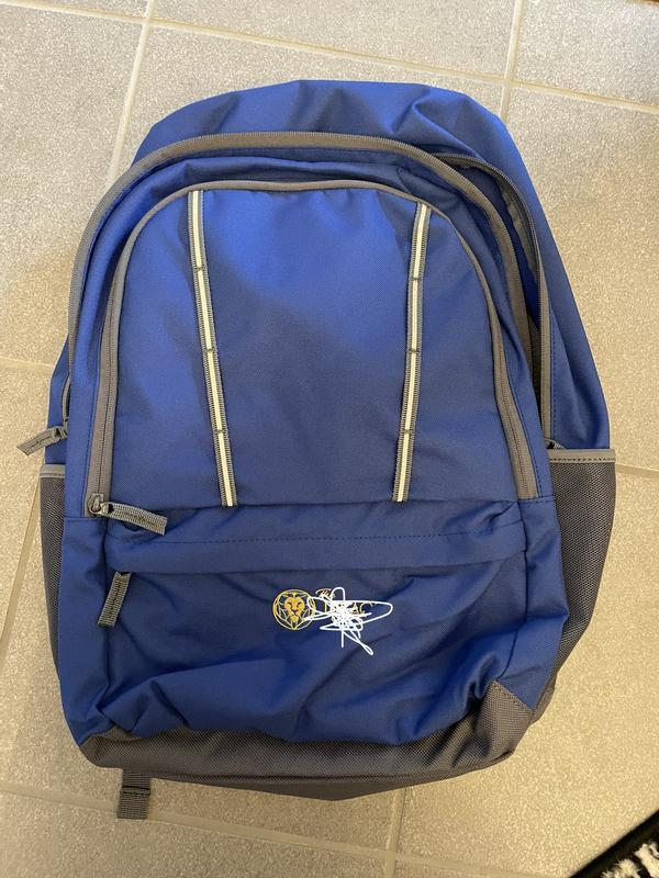 Huge backpack tiny logo. Hate gathering placement should have been at the top.
