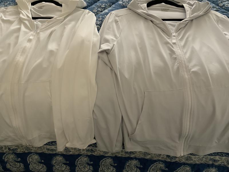 I put a white one, that hadn’t been washed, next to it so you can see the difference.
