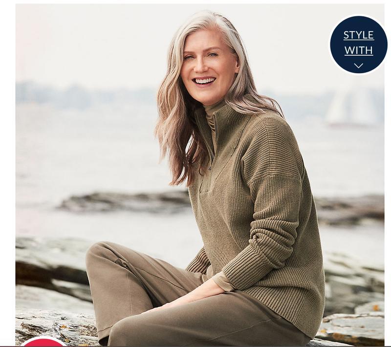 Model ribbed knit sweater.