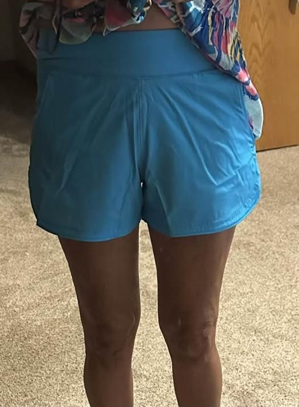 Look at the difference in length and fit - both size 8 3" board shorts with panty