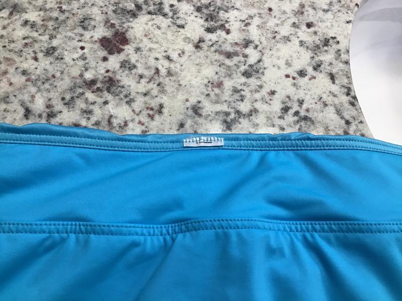Bathing suit bottom with tags on outside