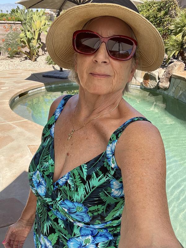 Tankini with a tropical flair.