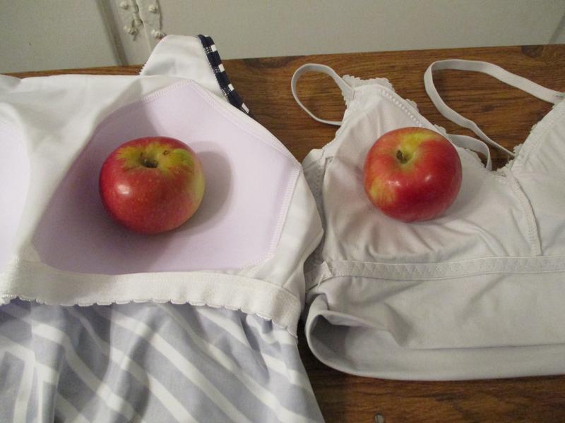 Tankini size 10 built-in foam-cup bra, next to normal size 36 B foam-cup bra.