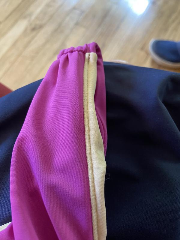 Notice the lining is sewn next to rosy outer fabric.