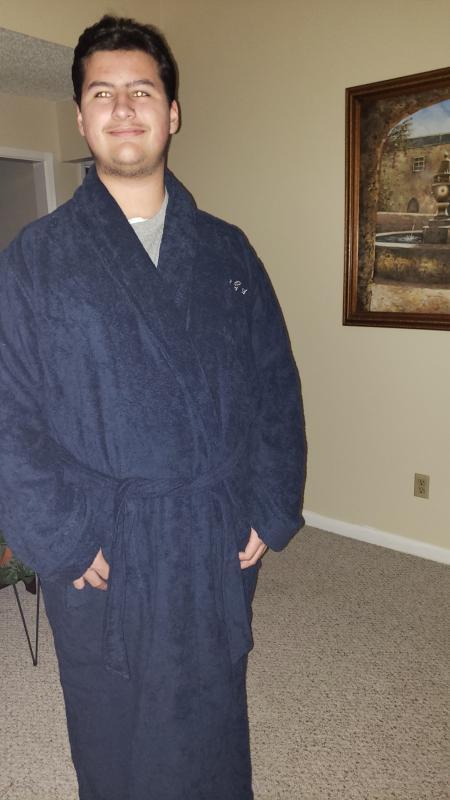 Love the monogram on my bathrobe