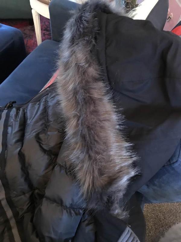 fur on black coat is NOT black unlike the picture