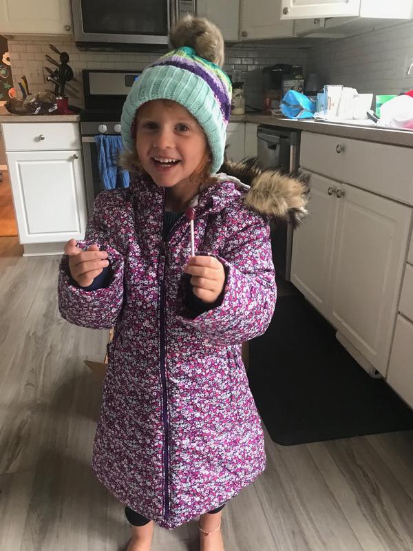 Loving her new hat & coat