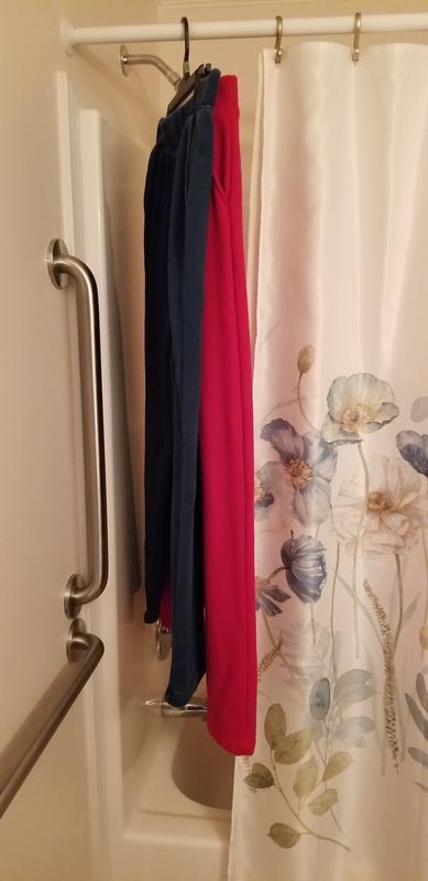 Red pants three inches longer than the blue.