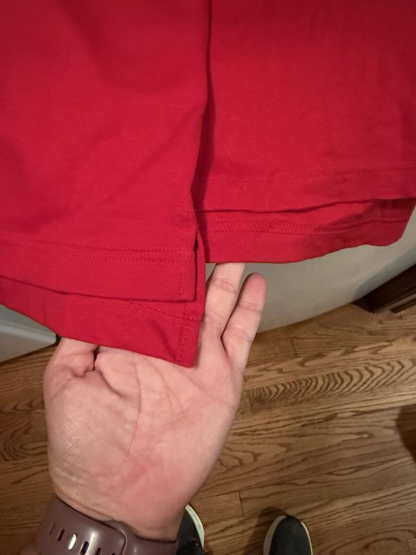Washed one and air dried. This is the difference between a brand new one and a shirt worn once…