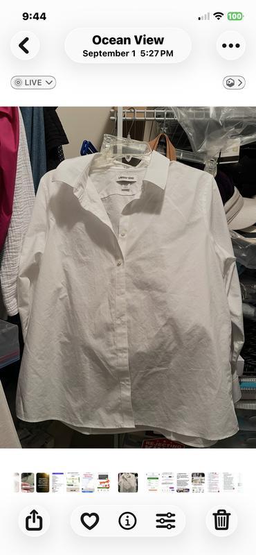 Customer photo for "Women’s no iron shirt"