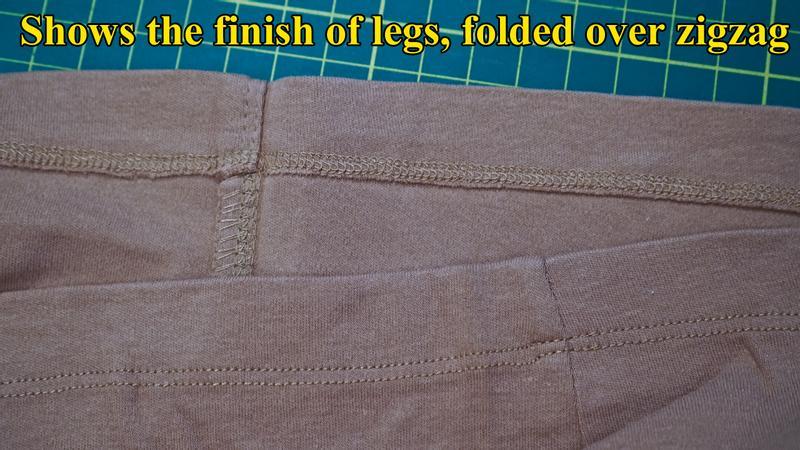 Shows the legs of the shorts, reverse side to show the finish