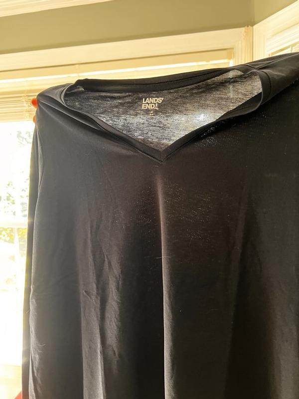 See through black v-neck supima cotton relaxed fit shirt