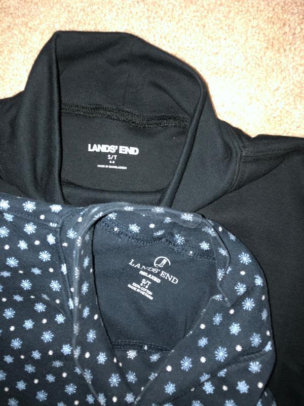 Comparing 2 LE Small Tall turtlenecks