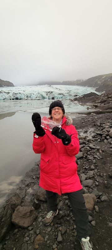 Keeping warm while visiting Solheimajokull Glacier