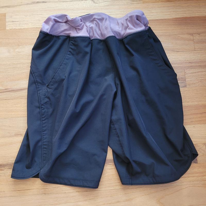 Shorts hold color perfectly, but waistband becomes discolored.