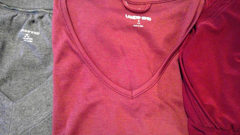 My older COTTON nightgown vs current LE "cotton" vs a random polyester shirt.  You can see the sheen on the newest LE nightgown...like the polyester shirt next to it.  It looks, feels, and wears like polyester...which is not what I want.