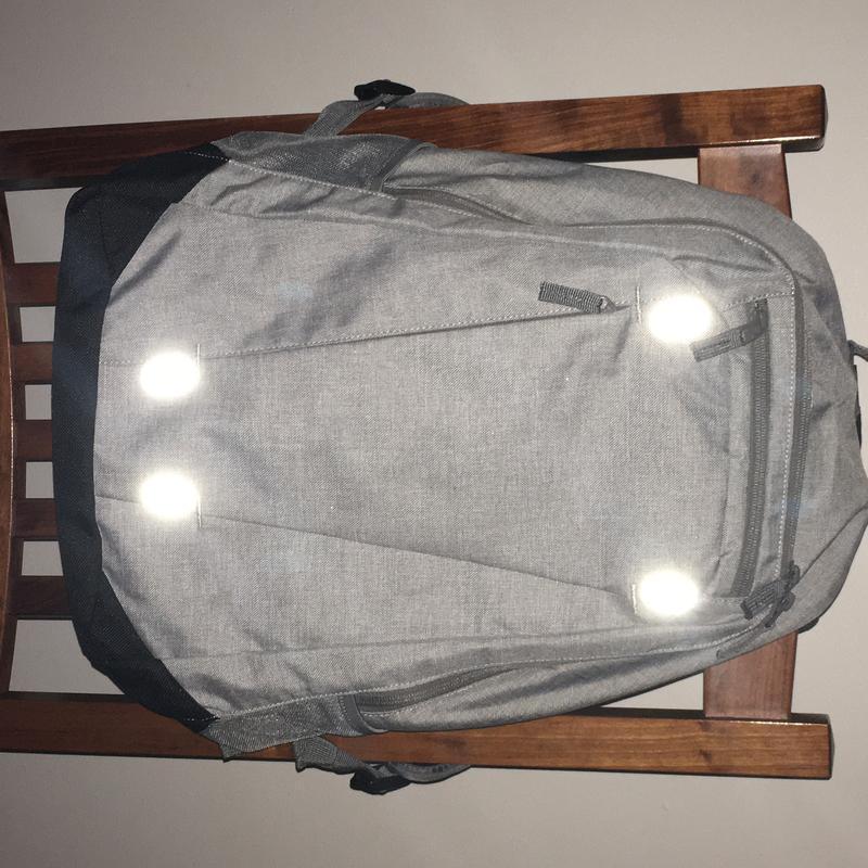 Backpack with iron-on Lightweight reflective strips