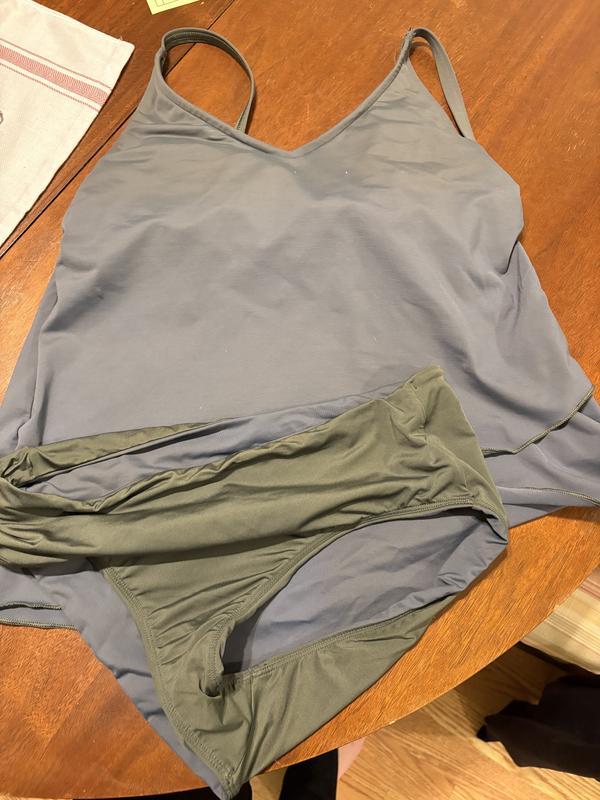 The inside of bottoms maintained the correct olive color, the rest turned gray