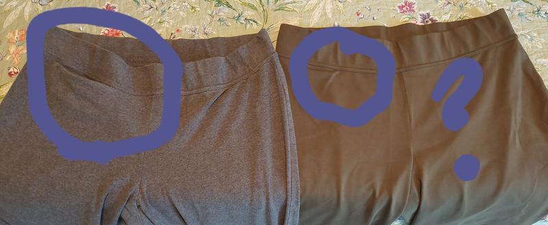 Left: old pair with pocket   RIGHT: NEW NO POCKET