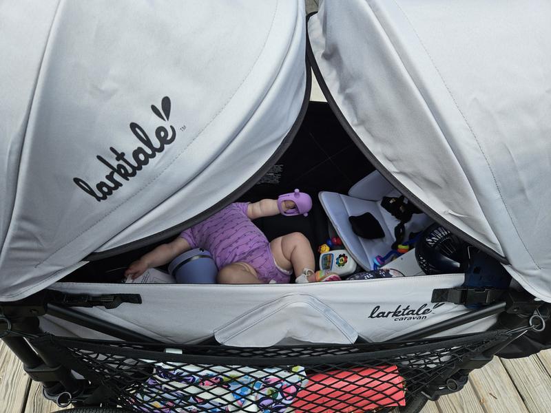 I do hate that the sun shade always let's sun into the wagon through these spaces. Hoping the sun canopy is available soon but this could easily be fixed by having the sides of the shades come down to meet the top of the wagon