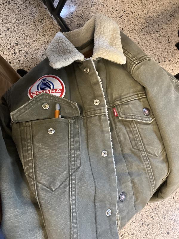 levi's cord sherpa coach jacket in green