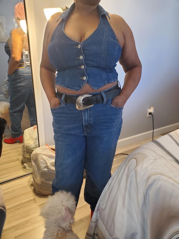 Women's Bria Cotton Denim Corset Cropped Top
