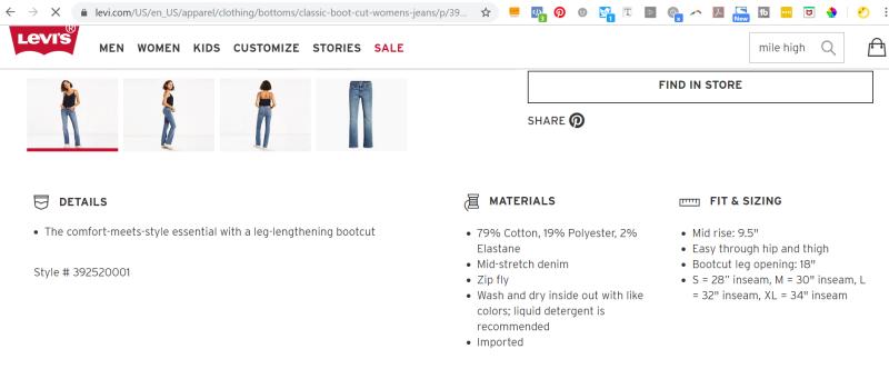 Site listing Short inseam as 28"