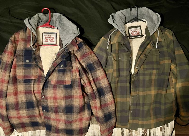 Cotton Plaid Sherpa Lined Fleece Hoodie Jacket - Multi-color