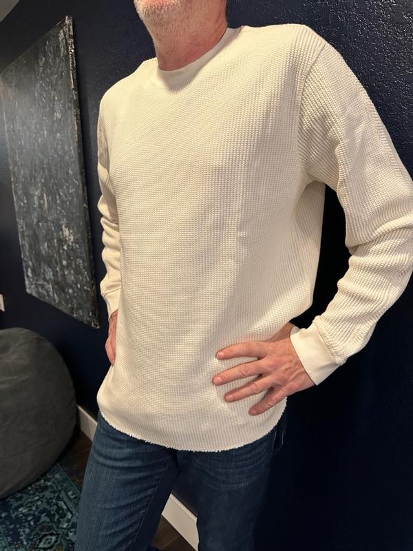 Long Sleeve Relaxed Fit Thermal Shirt - White