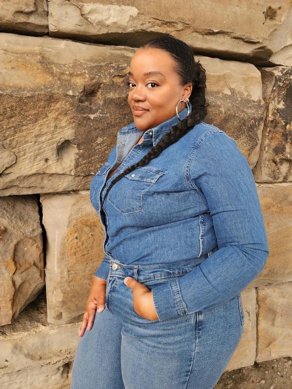 Essential Western Denim Shirt (plus Size) - Medium Wash