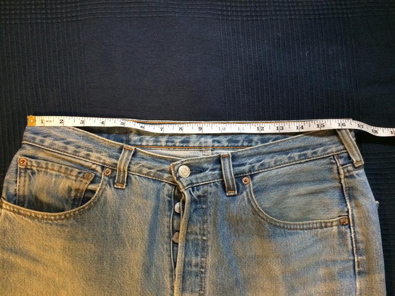 For comparison. Here are my other pair that are 33x32. The waist is exactly 33".