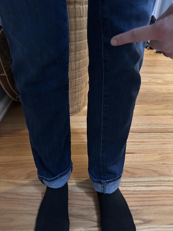 Seam so off, not something I could fix with an iron, just completely off. You can see there is space where the knee is supposed to be but the seam twist forward
