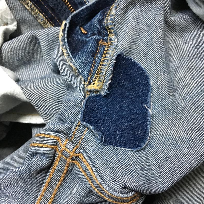 3rd pair (tearing below fly) (emergency repair)