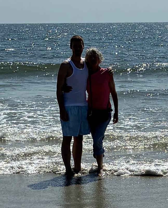 At the beach with my grandson
