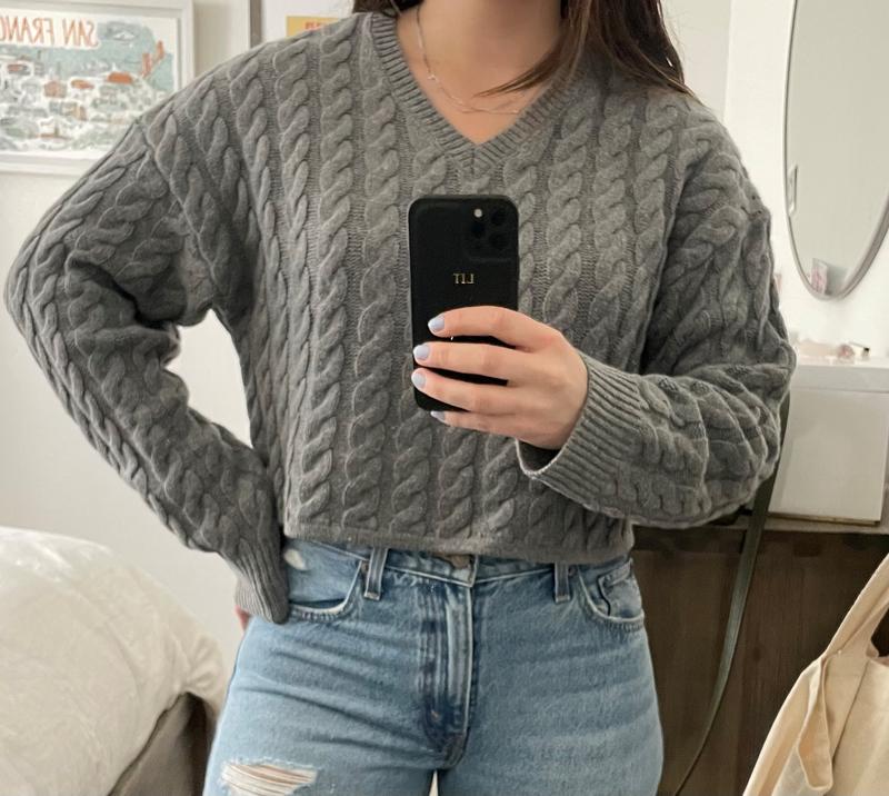 Rae Cropped Sweater - Grey