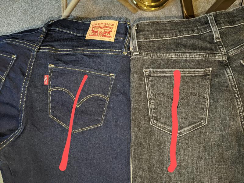 Pocket alignment is angled differently