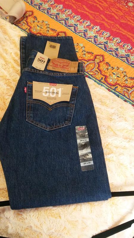 Thrilled with his new Levi 501 buttonfly jeans!